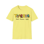 "Teach • Nurture • Uplift" Teacher T-Shirt -  School Apple & Books Tee