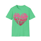 "Teaching Is A Work Of Heart" T-Shirt - Heart Graphic Teacher Tee