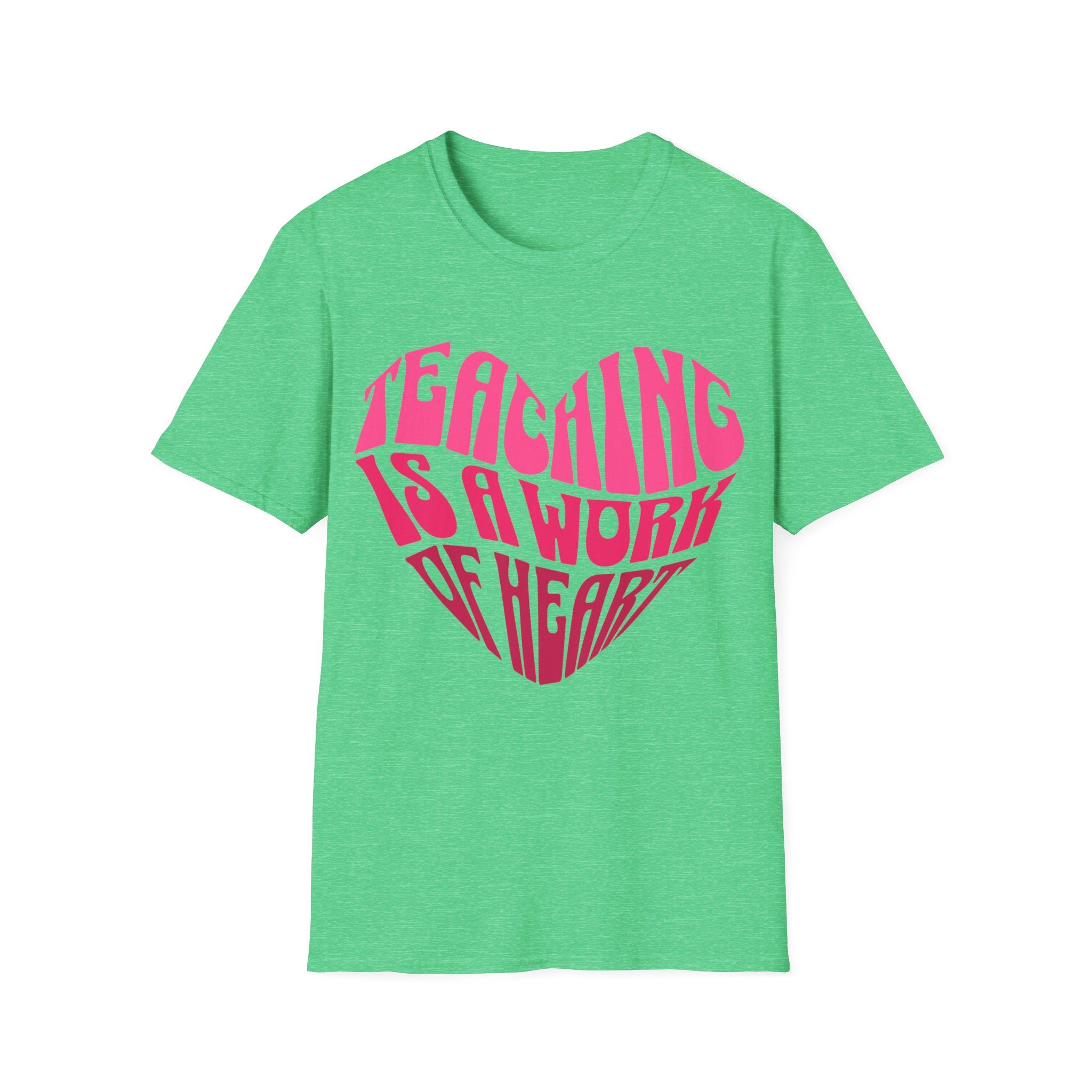 "Teaching Is A Work Of Heart" T-Shirt - Heart Graphic Teacher Tee