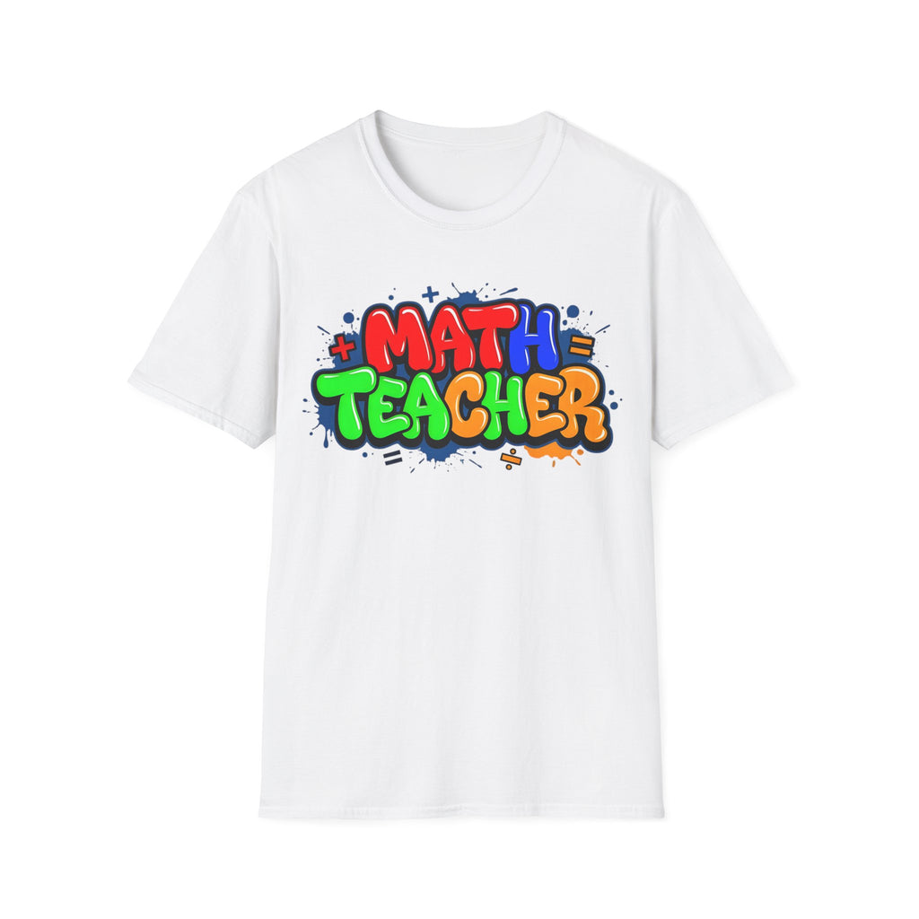 Math Teacher T-Shirt — Colorful Graffiti Design