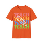 Teacher Pencil Tee — Colorful "TEACH" Graphic T-Shirt for Educators