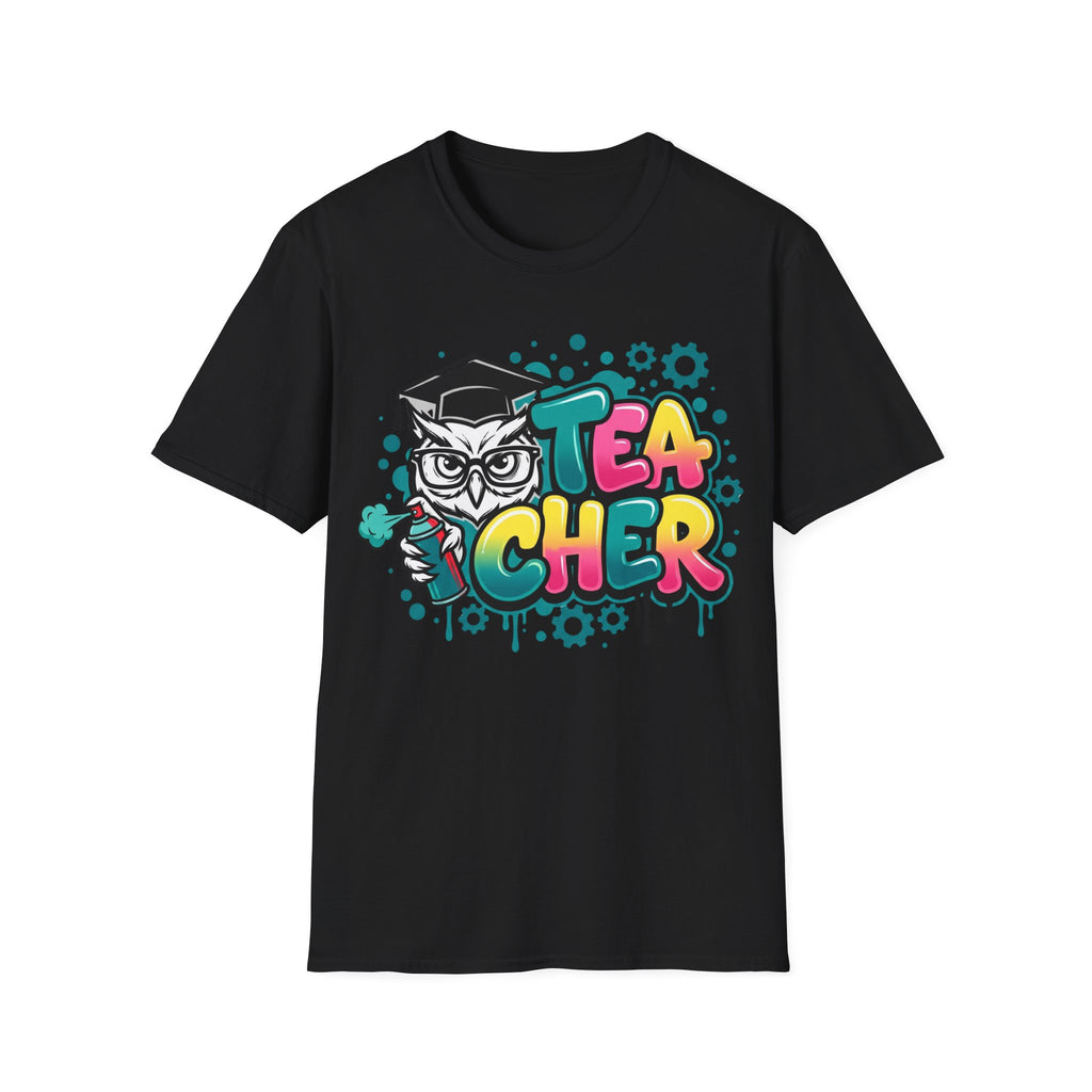 Teacher Owl Graphic T-Shirt - Colorful 'Teacher' Design, Back-to-School & Teacher Gift