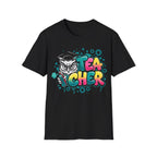Teacher Owl Graphic T-Shirt - Colorful 'Teacher' Design, Back-to-School & Teacher Gift