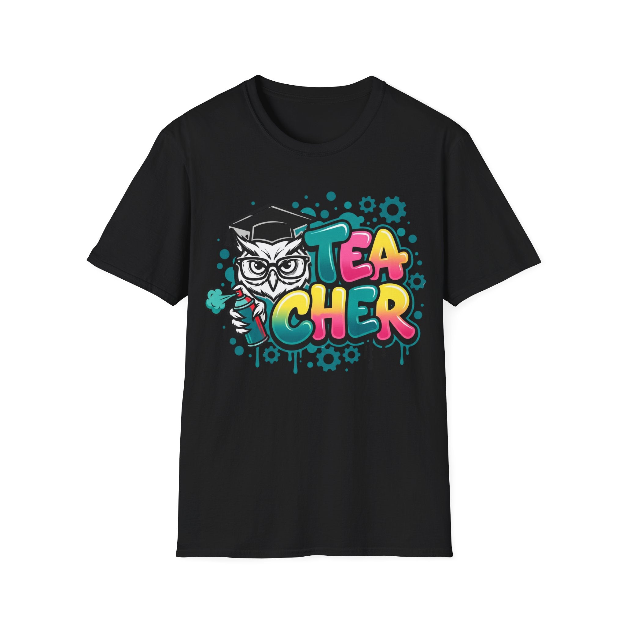 Teacher Owl Graphic T-Shirt - Colorful 'Teacher' Design, Back-to-School & Teacher Gift