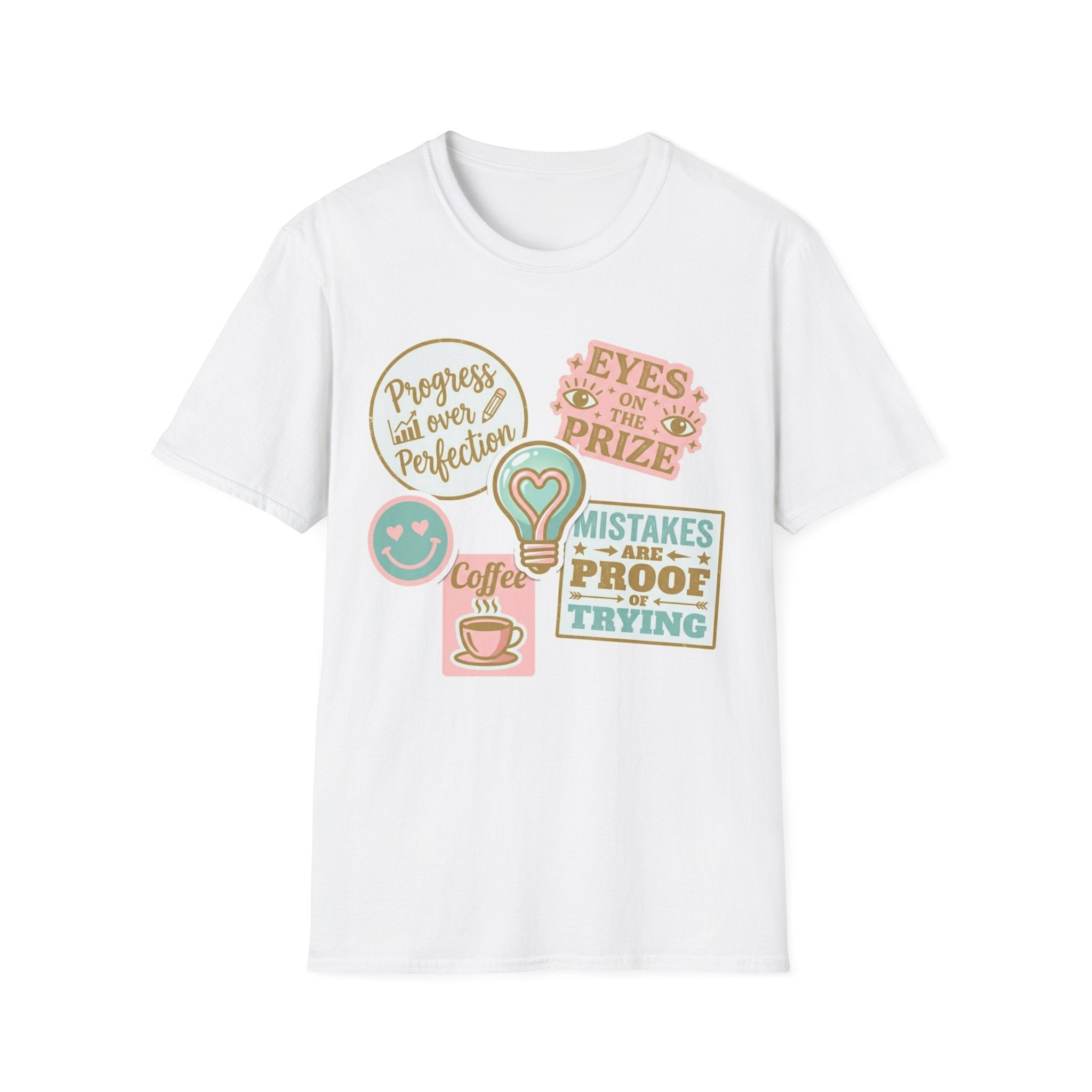 Positive Vibes T-Shirt — 'Mistakes Are Proof I'm Trying' Motivational Graphic Tee