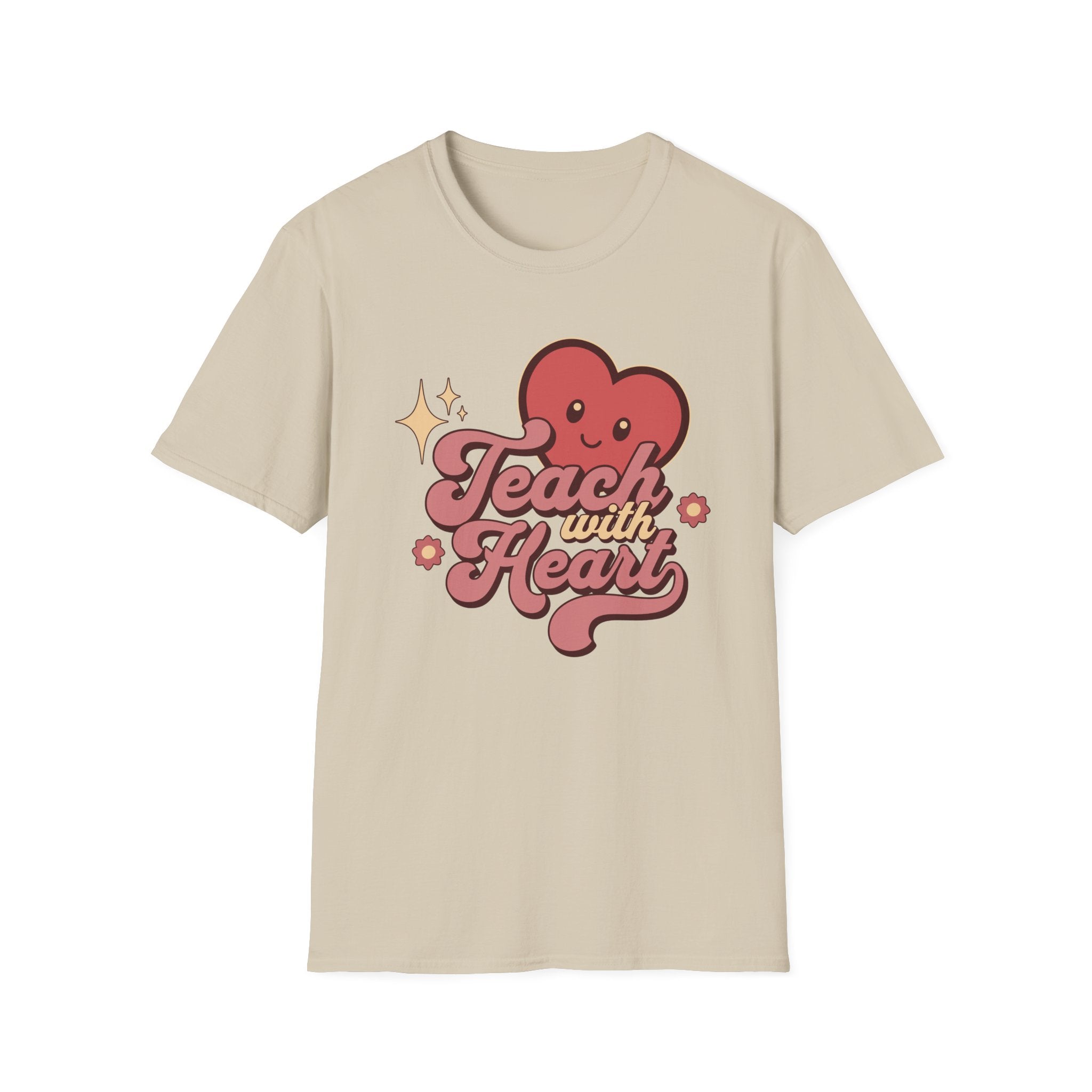Teach With Heart T-Shirt — Cute Retro Heart Teacher Tee