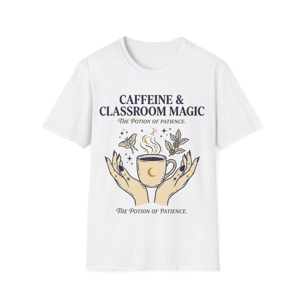"Caffeine & Classroom Magic: The Potion of Patience" Teacher T-Shirt