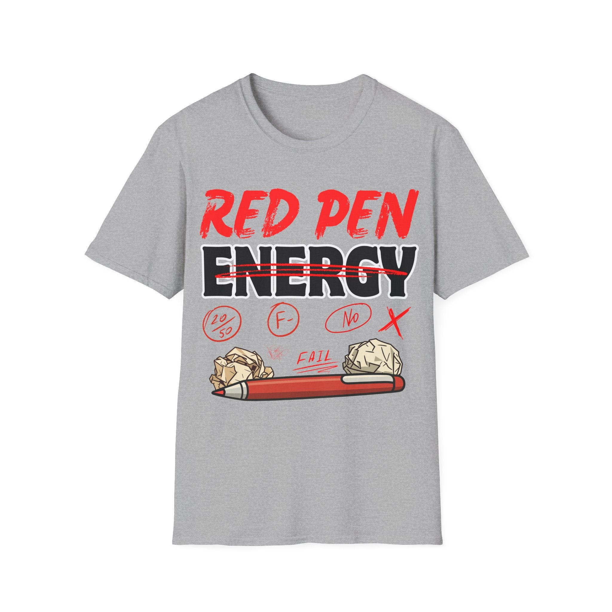 Red Pen Energy T-Shirt – Funny Teacher Grading Shirt