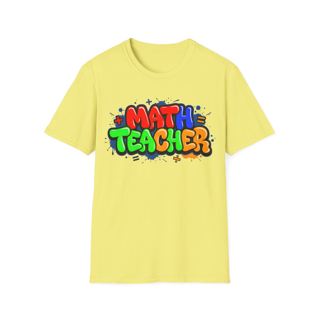 Math Teacher T-Shirt — Colorful Graffiti Design