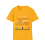 Teacher T-Shirt – "My Classroom Vibes: Calm, Learning, Coffee (and a Tiny Bit Chaotic)"