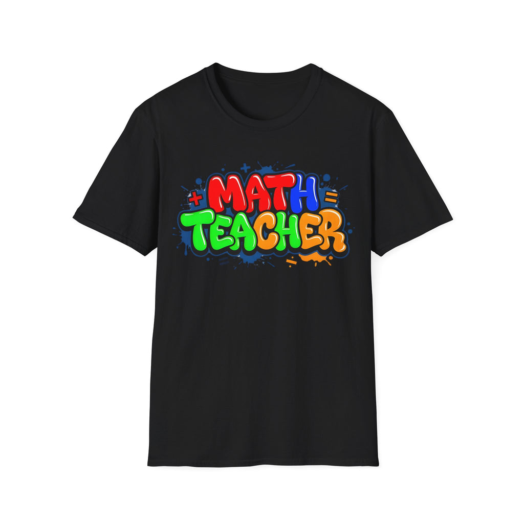 Math Teacher T-Shirt — Colorful Graffiti Design