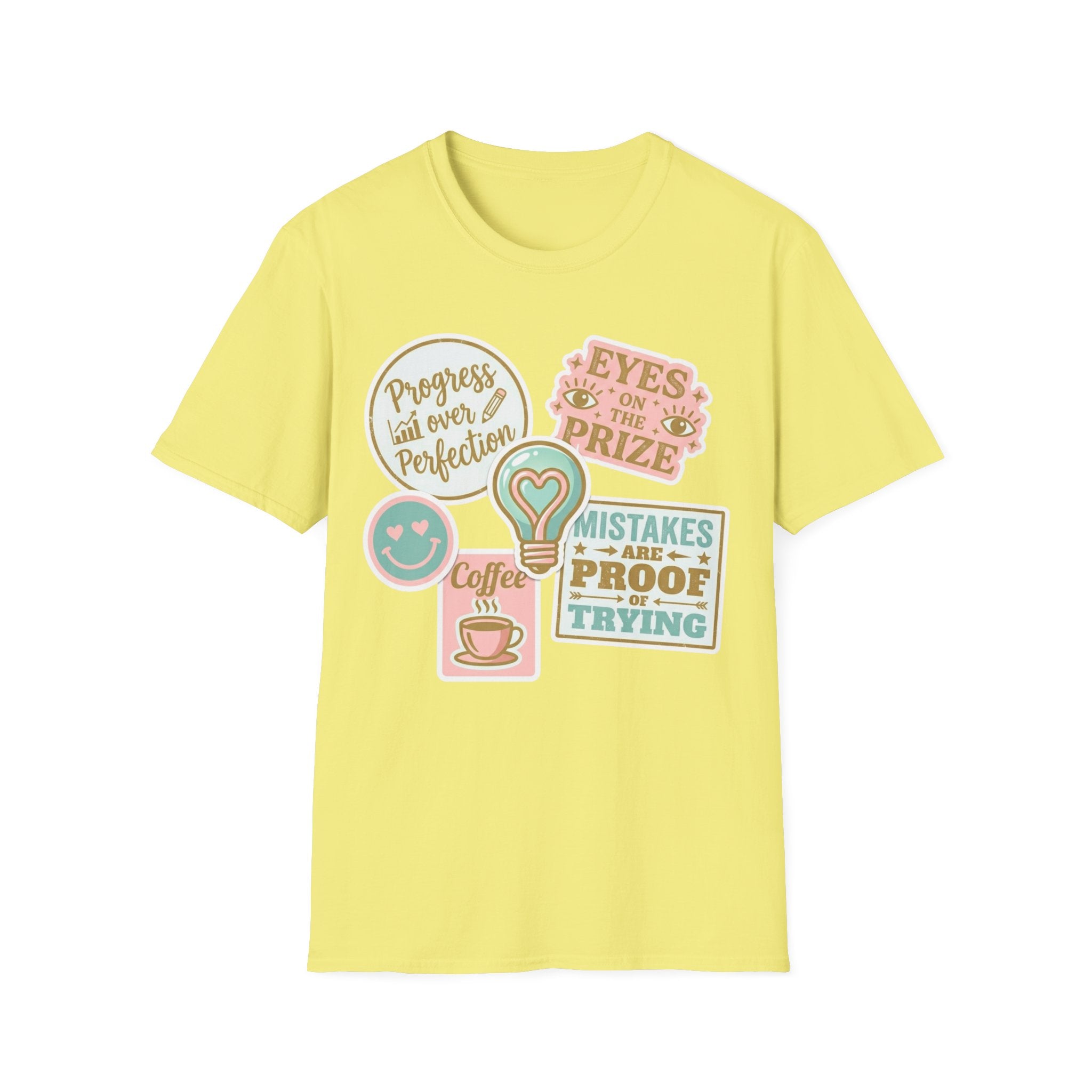Positive Vibes T-Shirt — 'Mistakes Are Proof I'm Trying' Motivational Graphic Tee