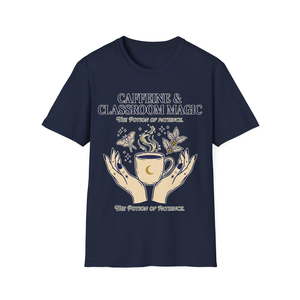 "Caffeine & Classroom Magic: The Potion of Patience" Teacher T-Shirt