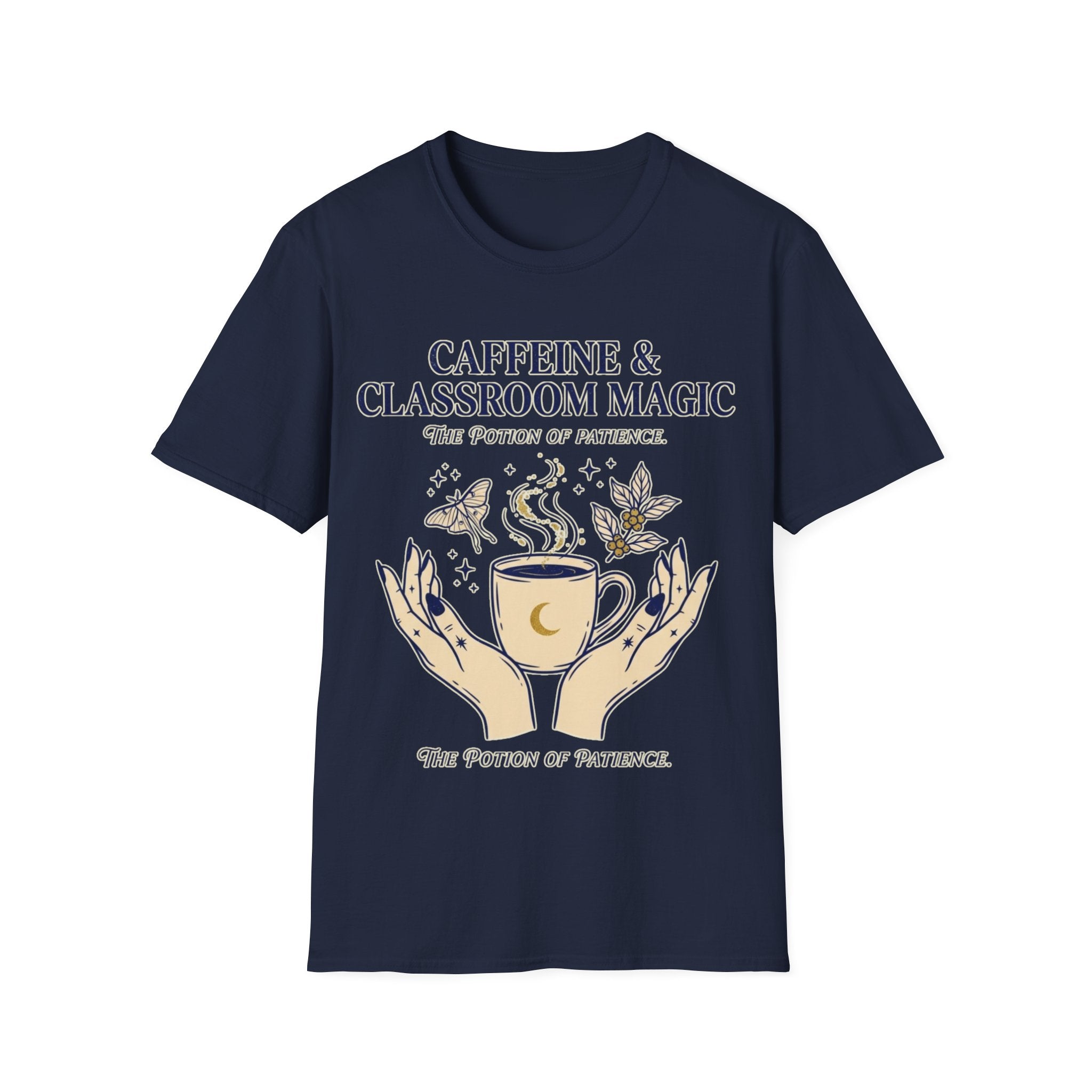 "Caffeine & Classroom Magic: The Potion of Patience" Teacher T-Shirt