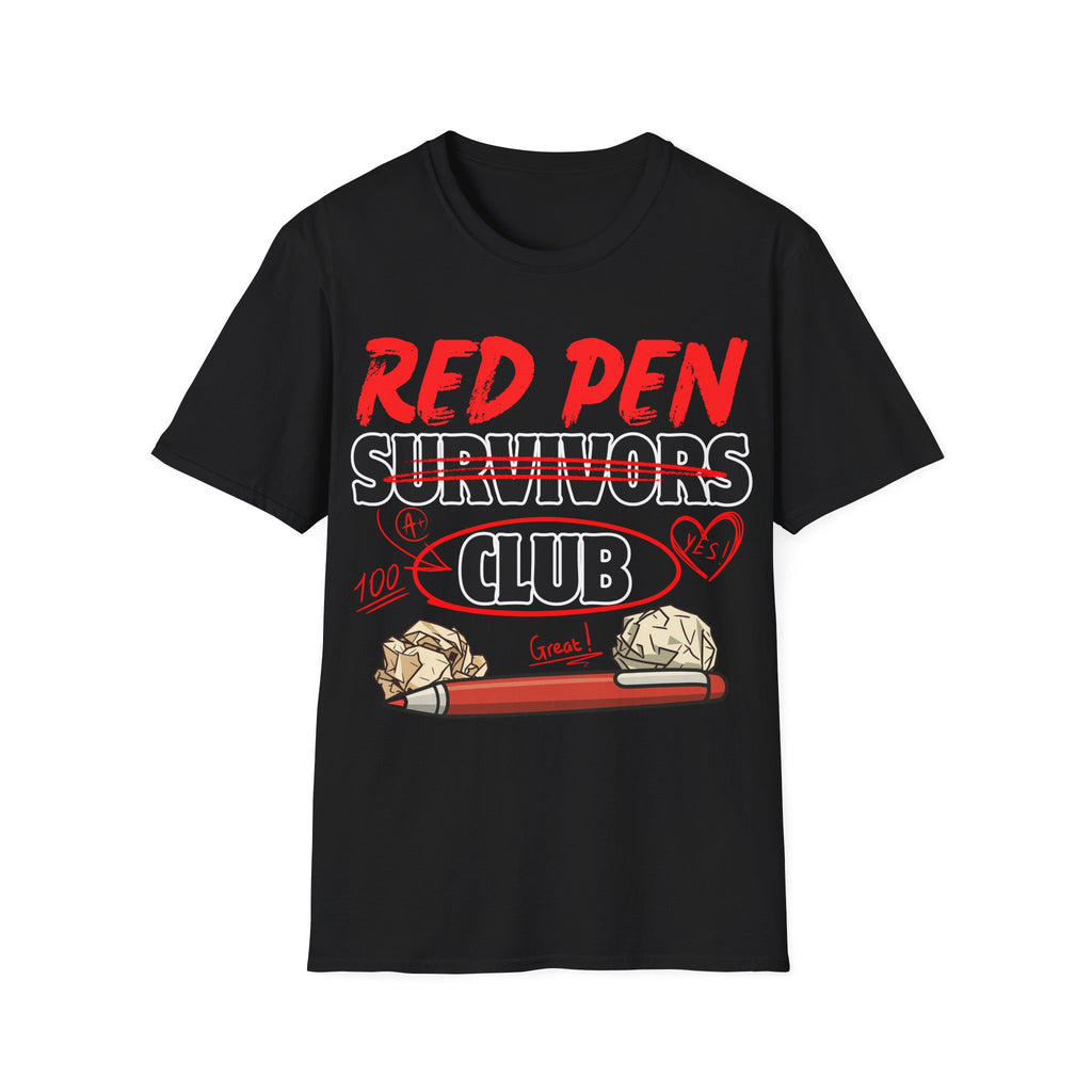 Red Pen Survivors Club T-Shirt — Funny Teacher & Student Grading Tee