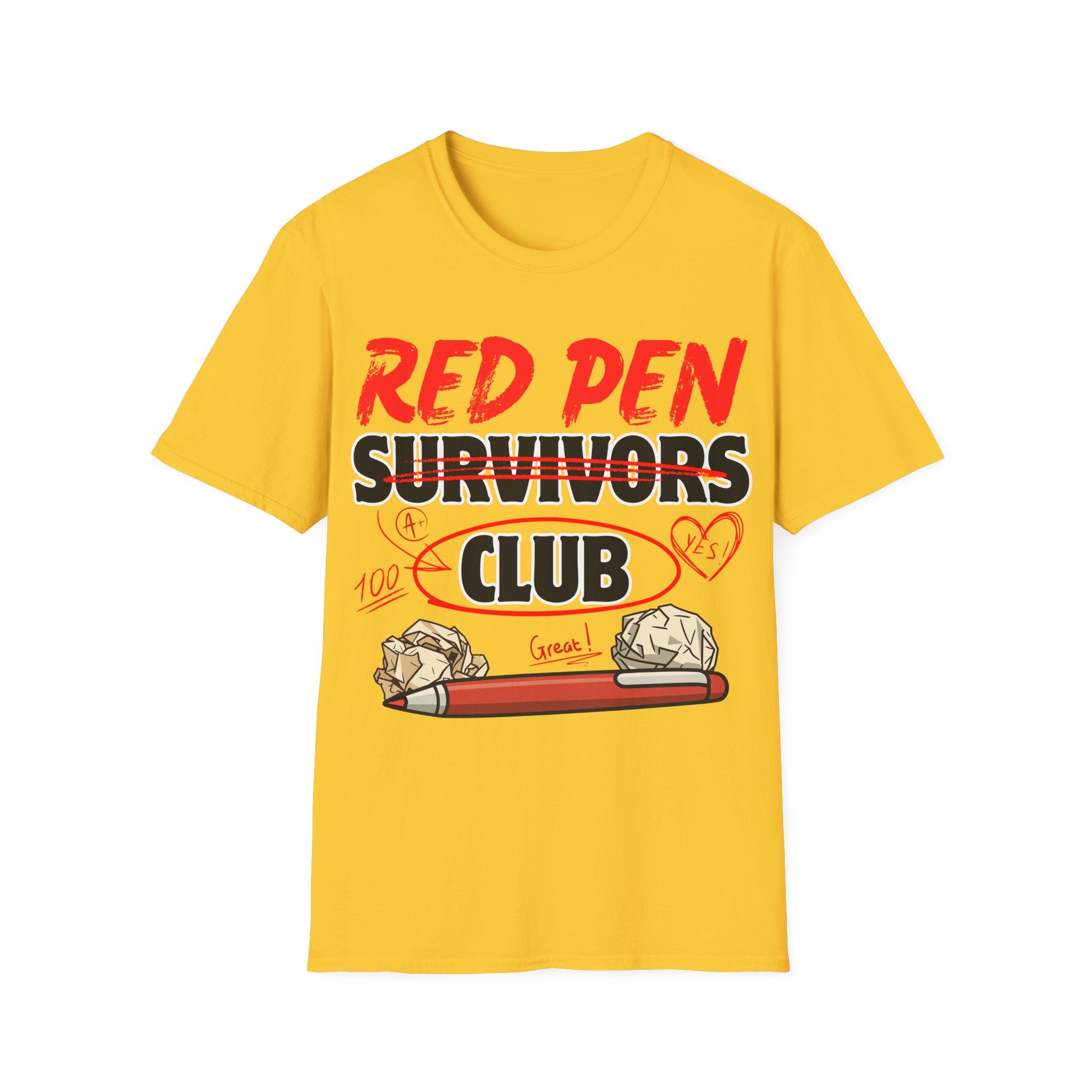 Red Pen Survivors Club T-Shirt — Funny Teacher & Student Grading Tee