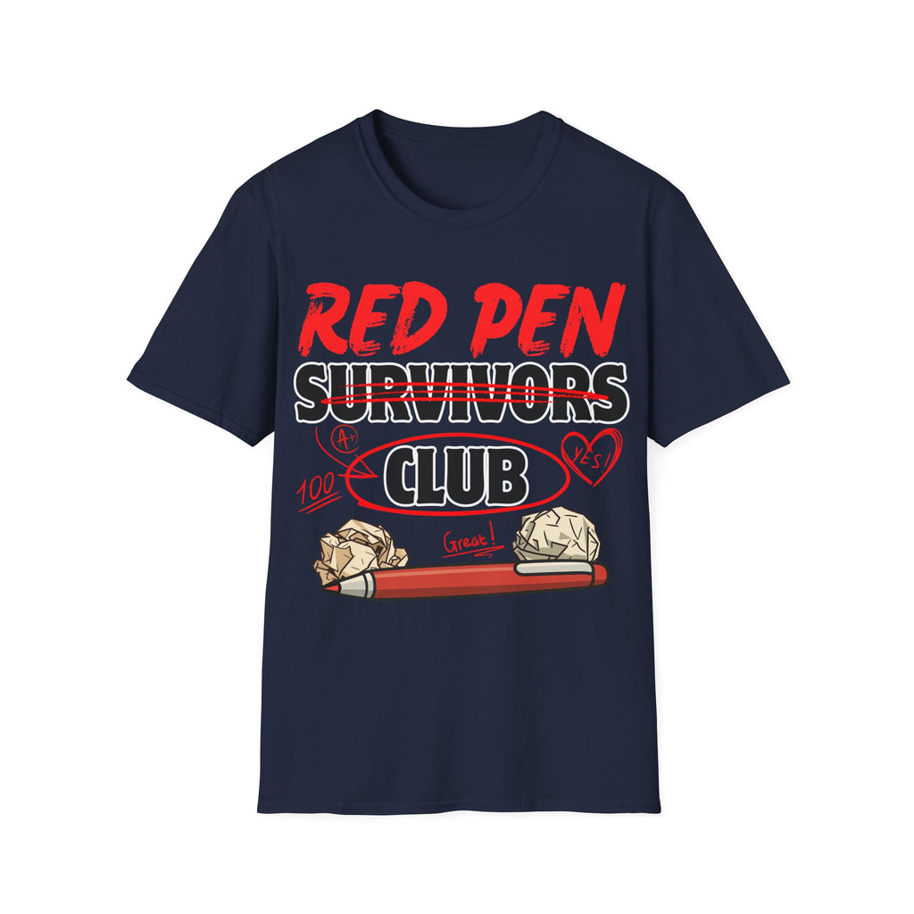 Red Pen Survivors Club T-Shirt — Funny Teacher & Student Grading Tee
