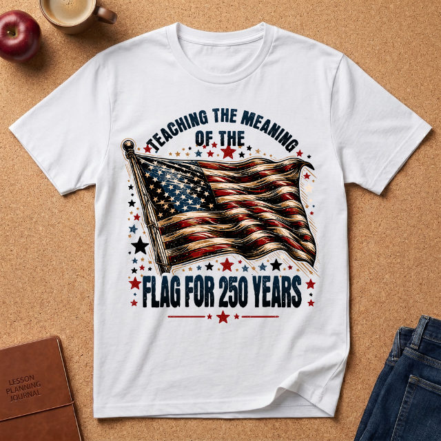 Teaching the Meaning of the Flag T-Shirt — 250 Years American Flag Tribute