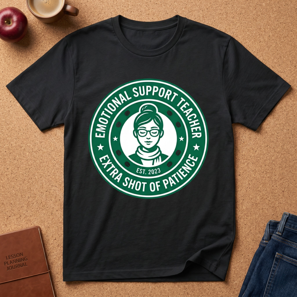 Emotional Support Teacher T-Shirt — “Extra Shot of Patience” Teacher Gift