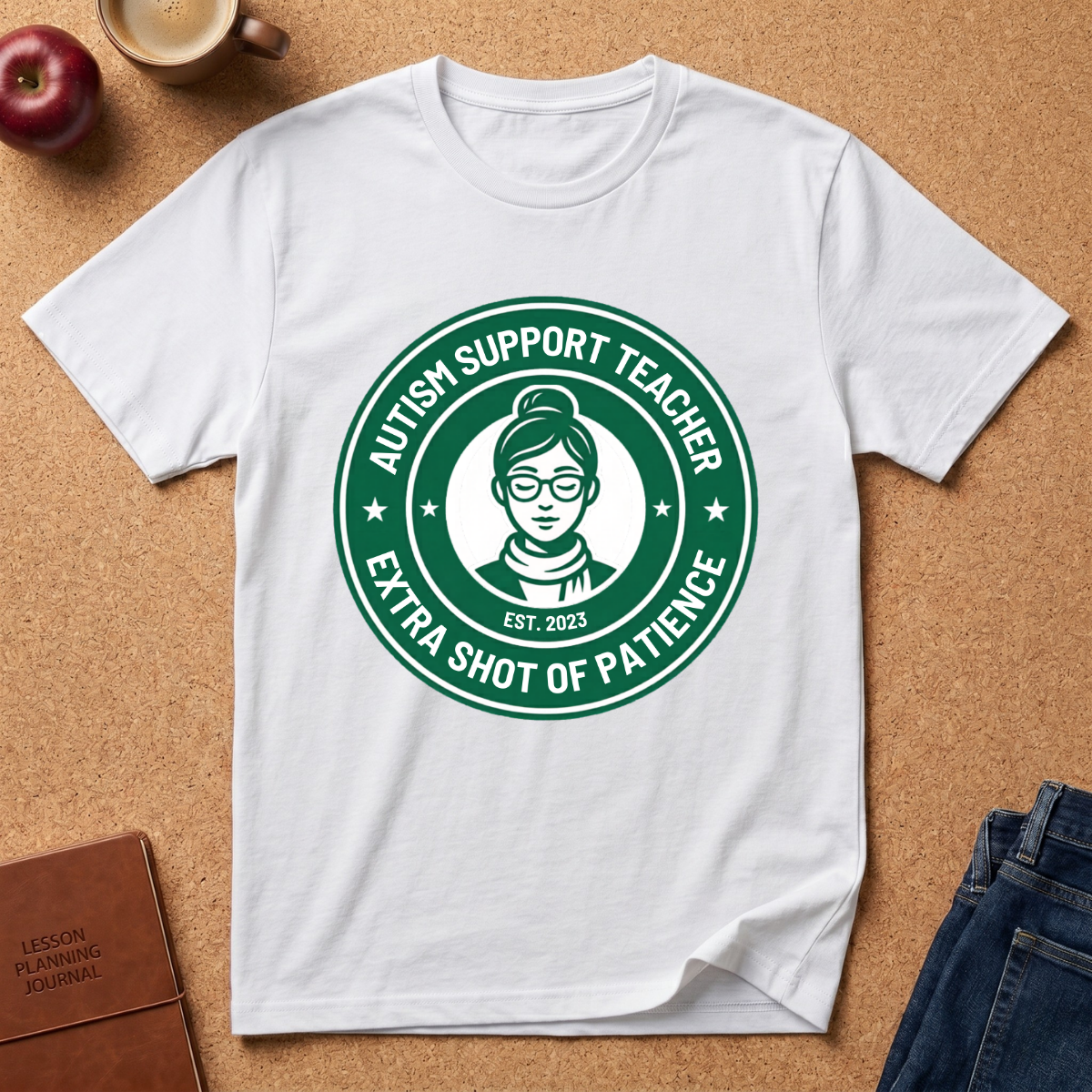 Autism Support Teacher T-Shirt — "Extra Shot of Patience"