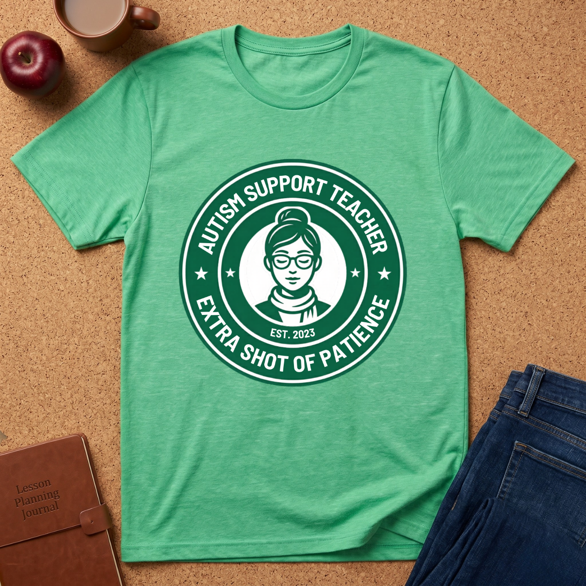 Autism Support Teacher T-Shirt — "Extra Shot of Patience"