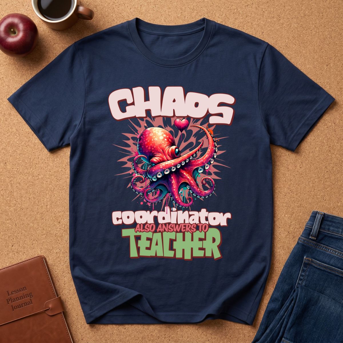 Chaos Coordinator Teacher T-Shirt — Octopus Graphic Tee