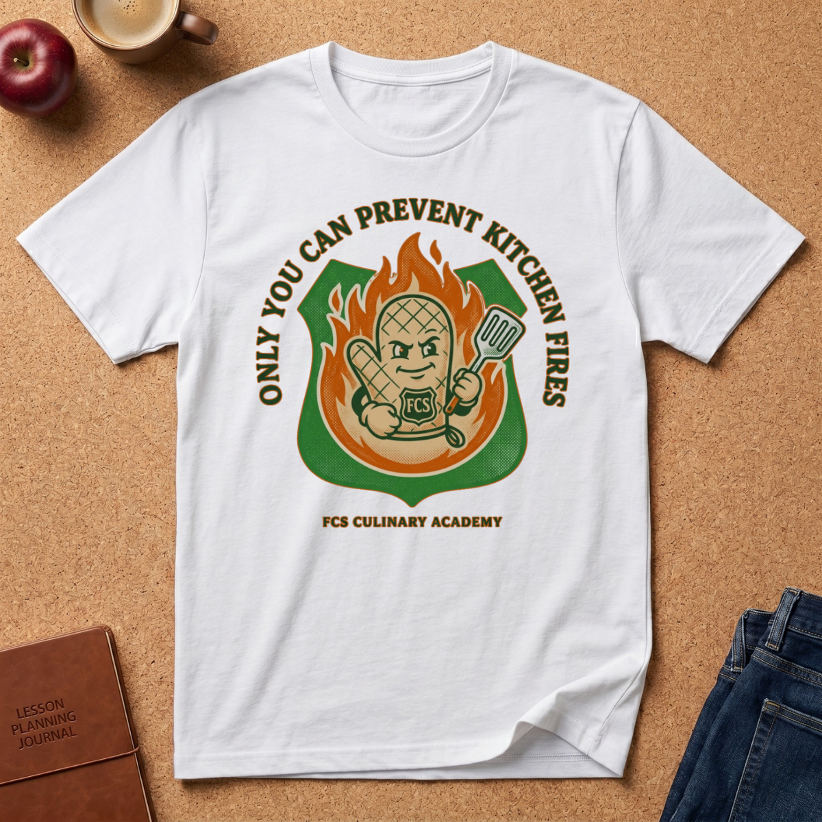 Chef Safety T-Shirt — "You Can Prevent Kitchen Fires" Culinary Awareness Tee