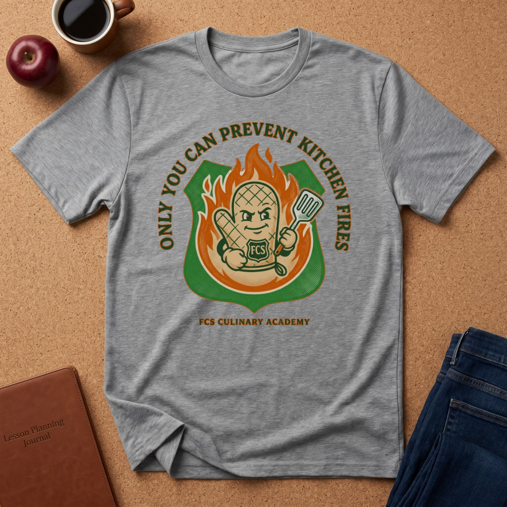 Chef Safety T-Shirt — "You Can Prevent Kitchen Fires" Culinary Awareness Tee