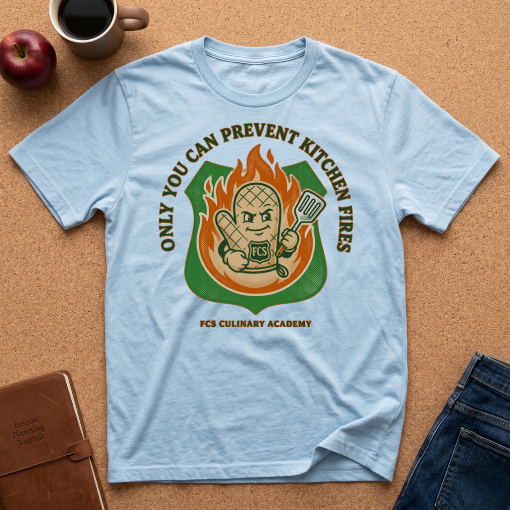 Chef Safety T-Shirt — "You Can Prevent Kitchen Fires" Culinary Awareness Tee