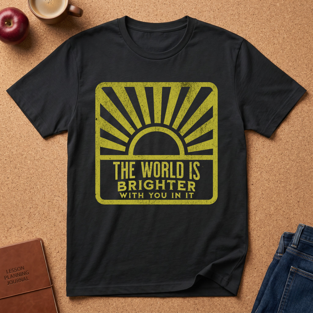 Sunrise Graphic Tee — “The World Is Brighter With You In It” Inspirational T-Shirt