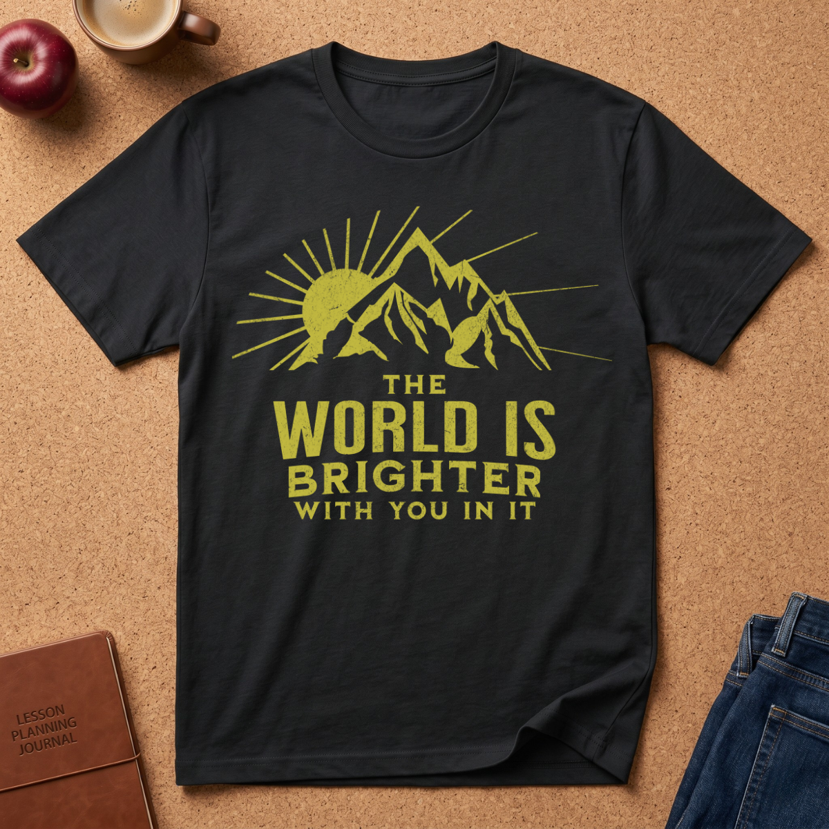 The World Is Brighter Mountain T-Shirt — Inspirational Sunrise Graphic Tee