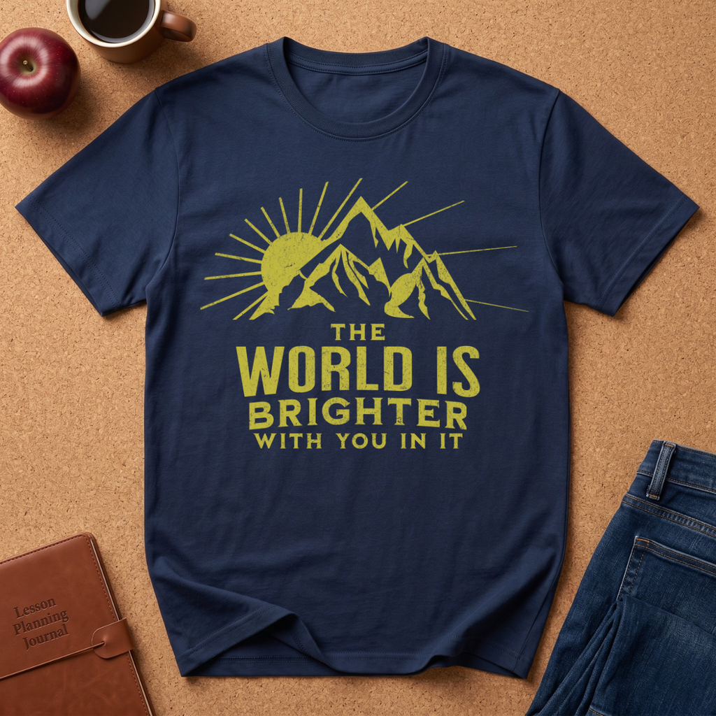 The World Is Brighter Mountain T-Shirt — Inspirational Sunrise Graphic Tee