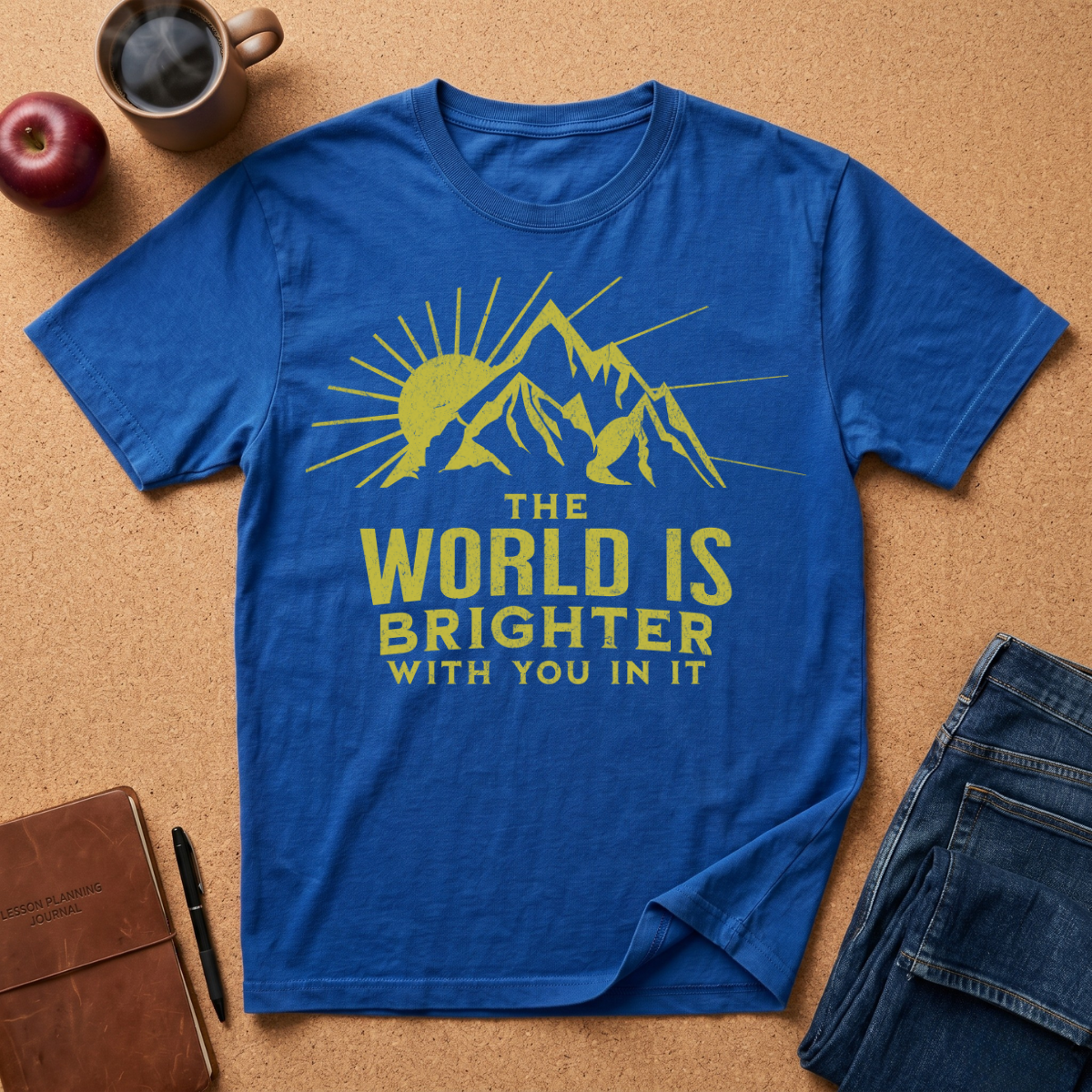 The World Is Brighter Mountain T-Shirt — Inspirational Sunrise Graphic Tee