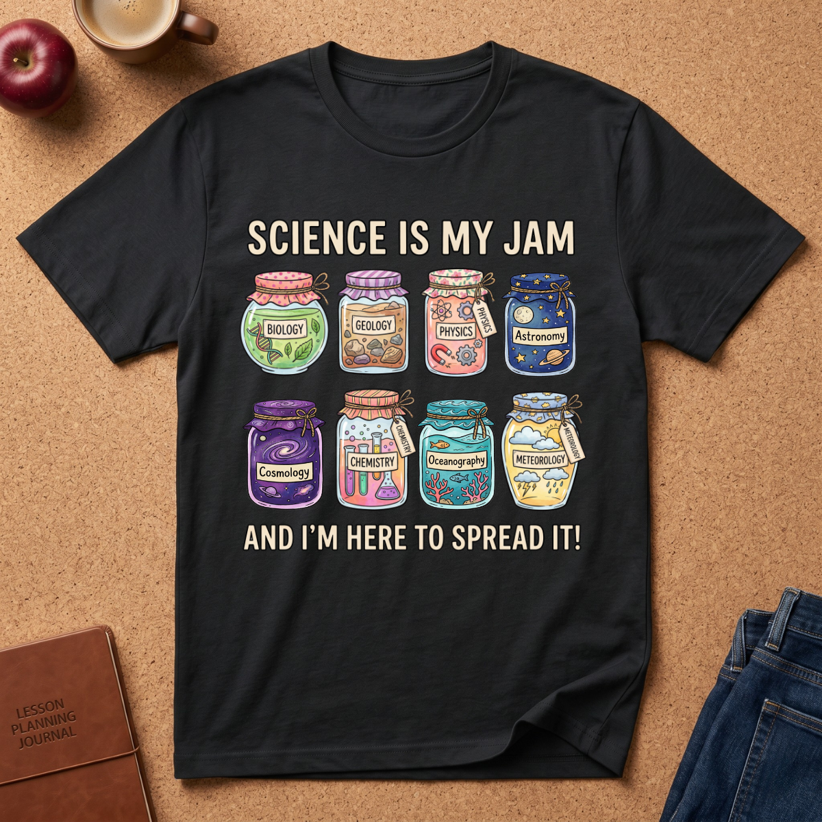 Science Is My Jam T-Shirt — Cute Jam Jar Science Design (Biology, Geology, Physics, Astronomy)