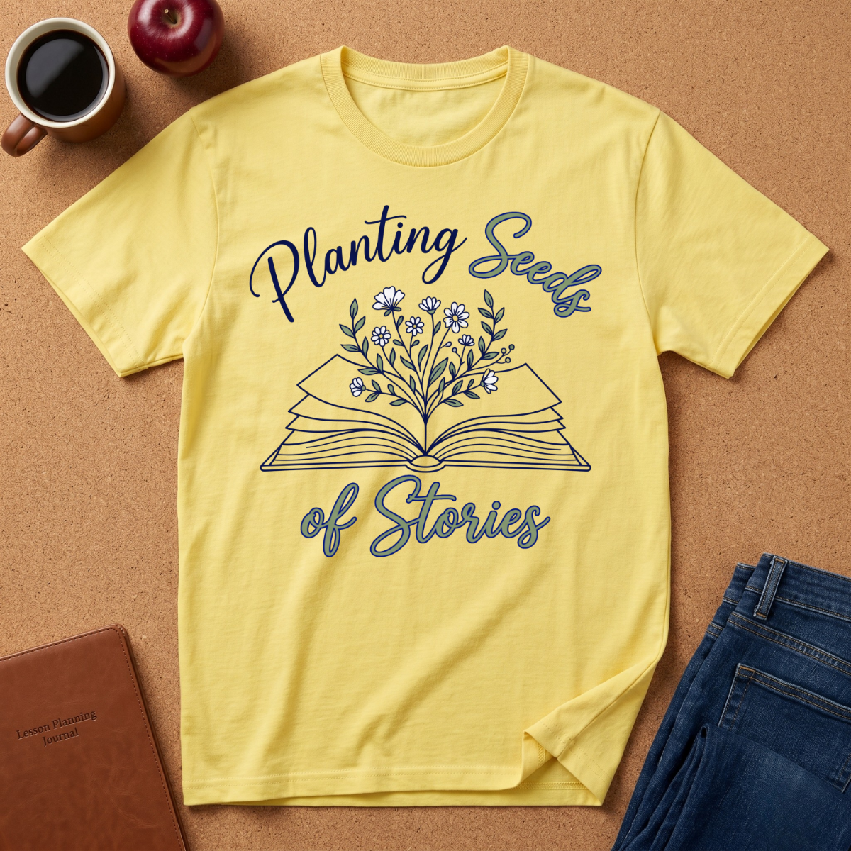 Planting Seeds of Stories T-Shirt — Floral Book Lover Tee