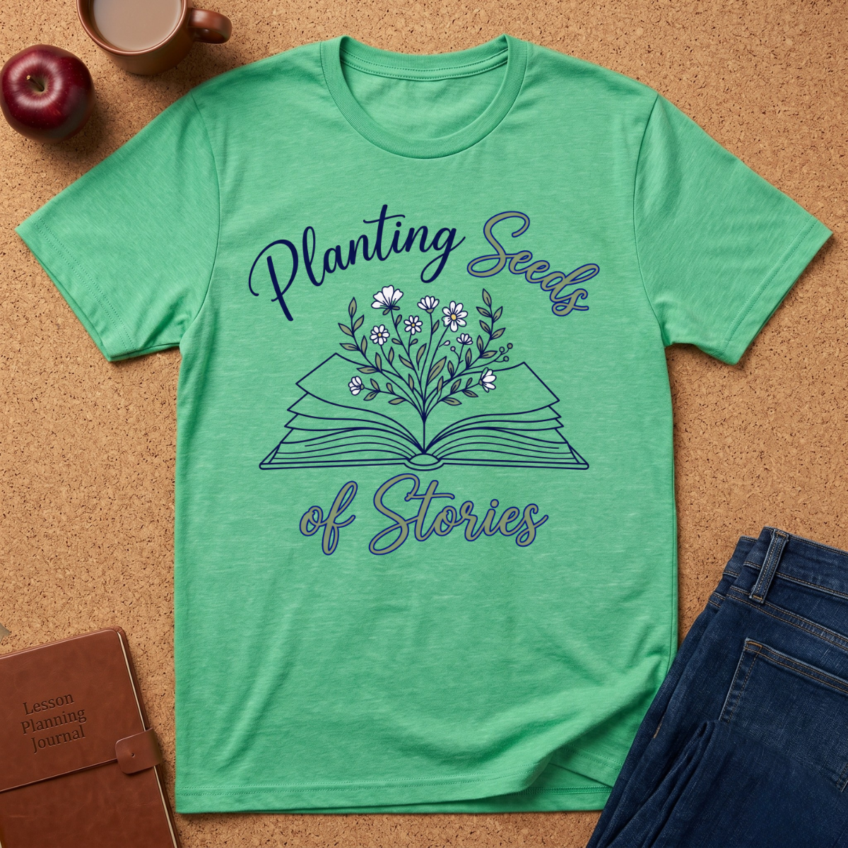 Planting Seeds of Stories T-Shirt — Floral Book Lover Tee
