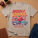 Middle School Pit Crew T-Shirt — Retro Racing Apple School Spirit Tee