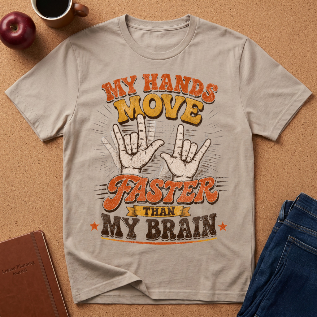 T-Shirt — “My Hands Move Faster Than My Brain” Retro Graphic Tee