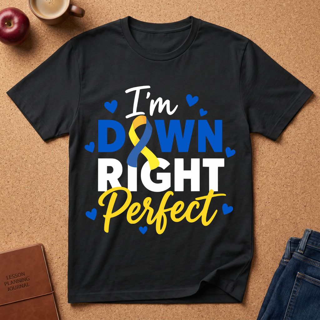 I'm Down Right Perfect T-Shirt — Down Syndrome Awareness Ribbon Tee