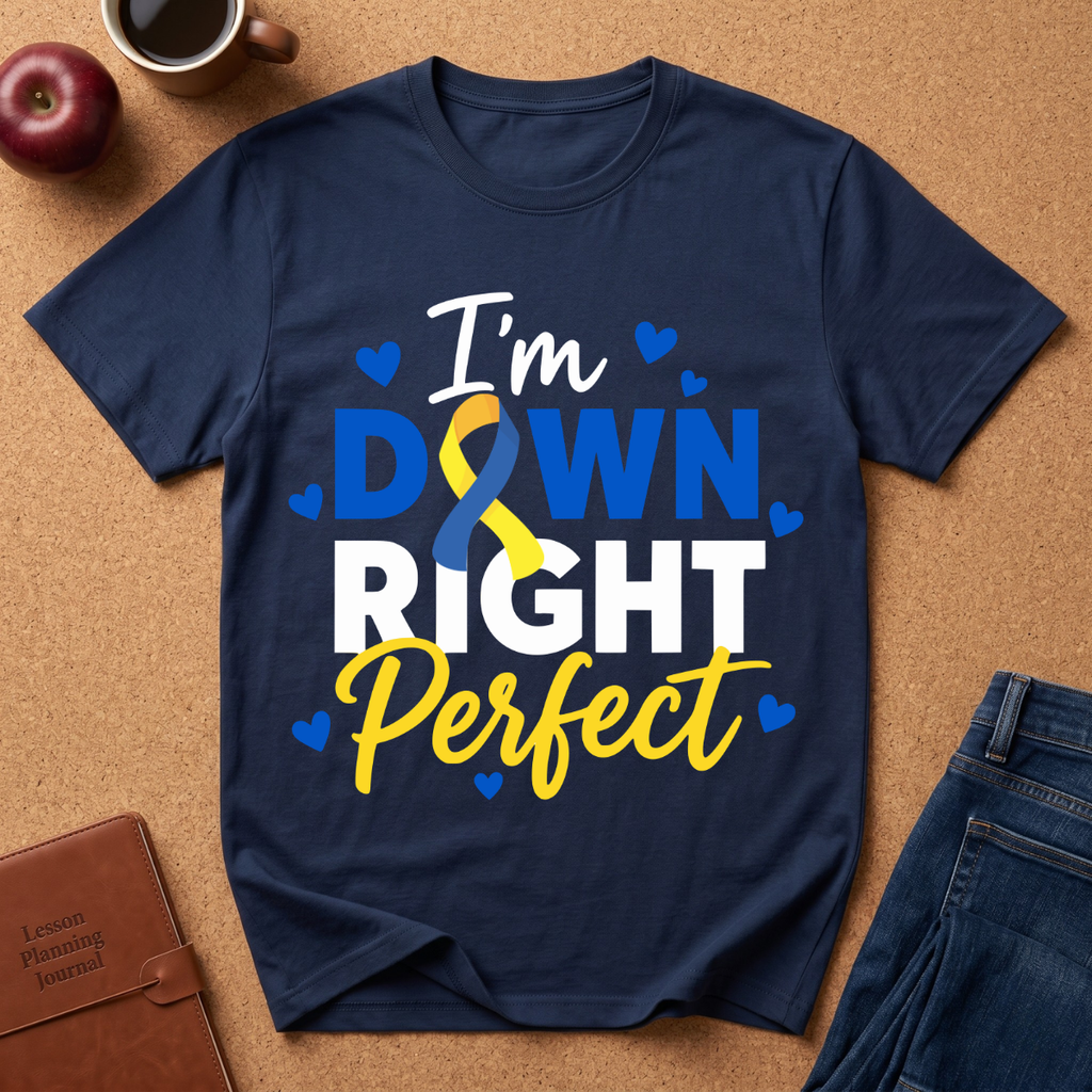 I'm Down Right Perfect T-Shirt — Down Syndrome Awareness Ribbon Tee