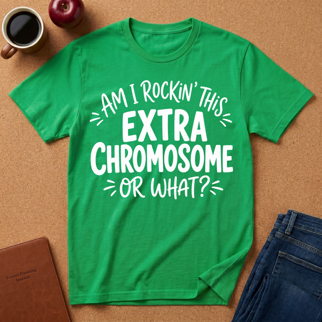 Extra Chromosome T-Shirt — "Am I Rockin' This Extra Chromosome or What?" Pride Tee