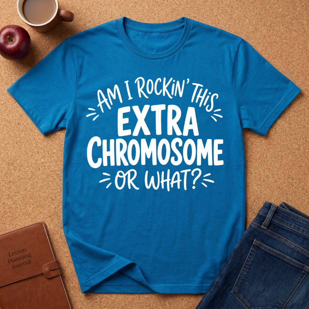 Extra Chromosome T-Shirt — "Am I Rockin' This Extra Chromosome or What?" Pride Tee