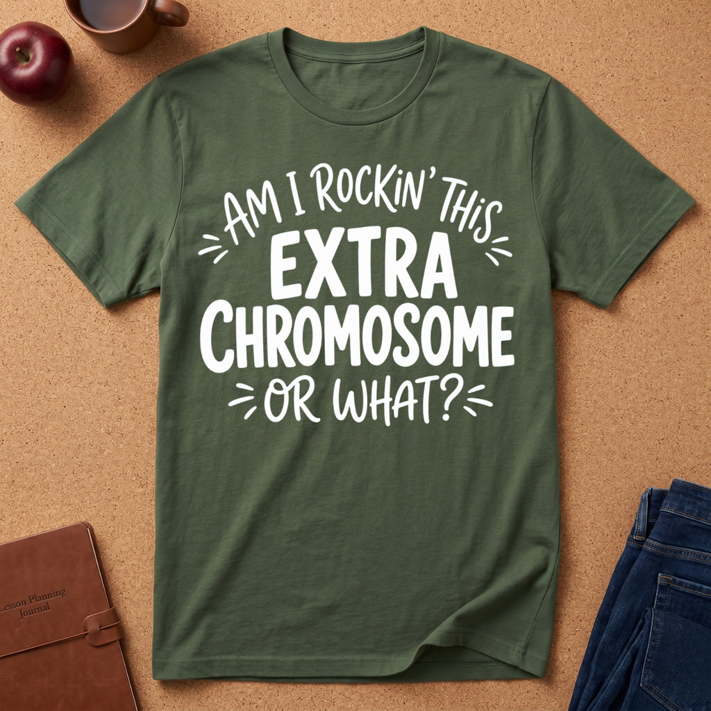 Extra Chromosome T-Shirt — "Am I Rockin' This Extra Chromosome or What?" Pride Tee