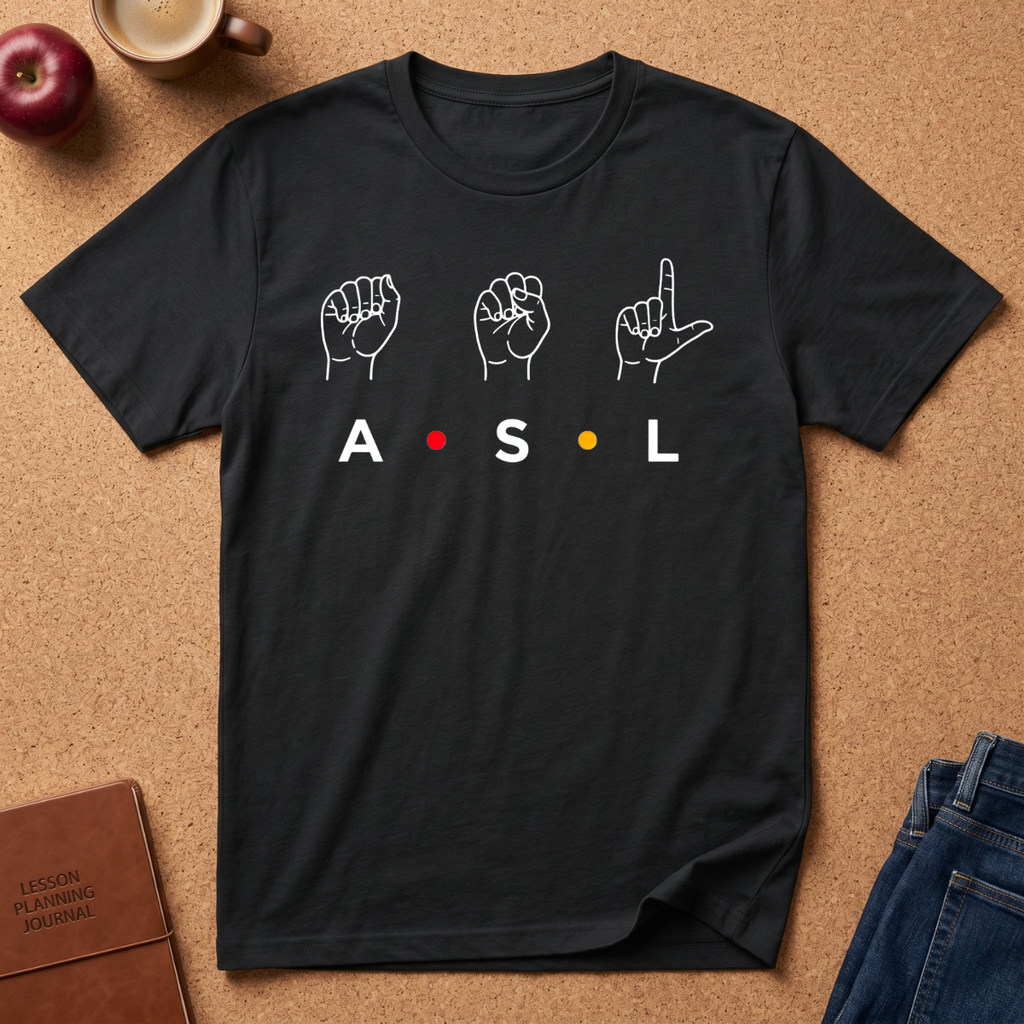 ASL Sign Language T-Shirt — Fingerspelling A·S·L Graphic Tee