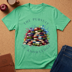 The Pursuit of Knowledge T-Shirt — Colorful Stacked Books Graphic Tee