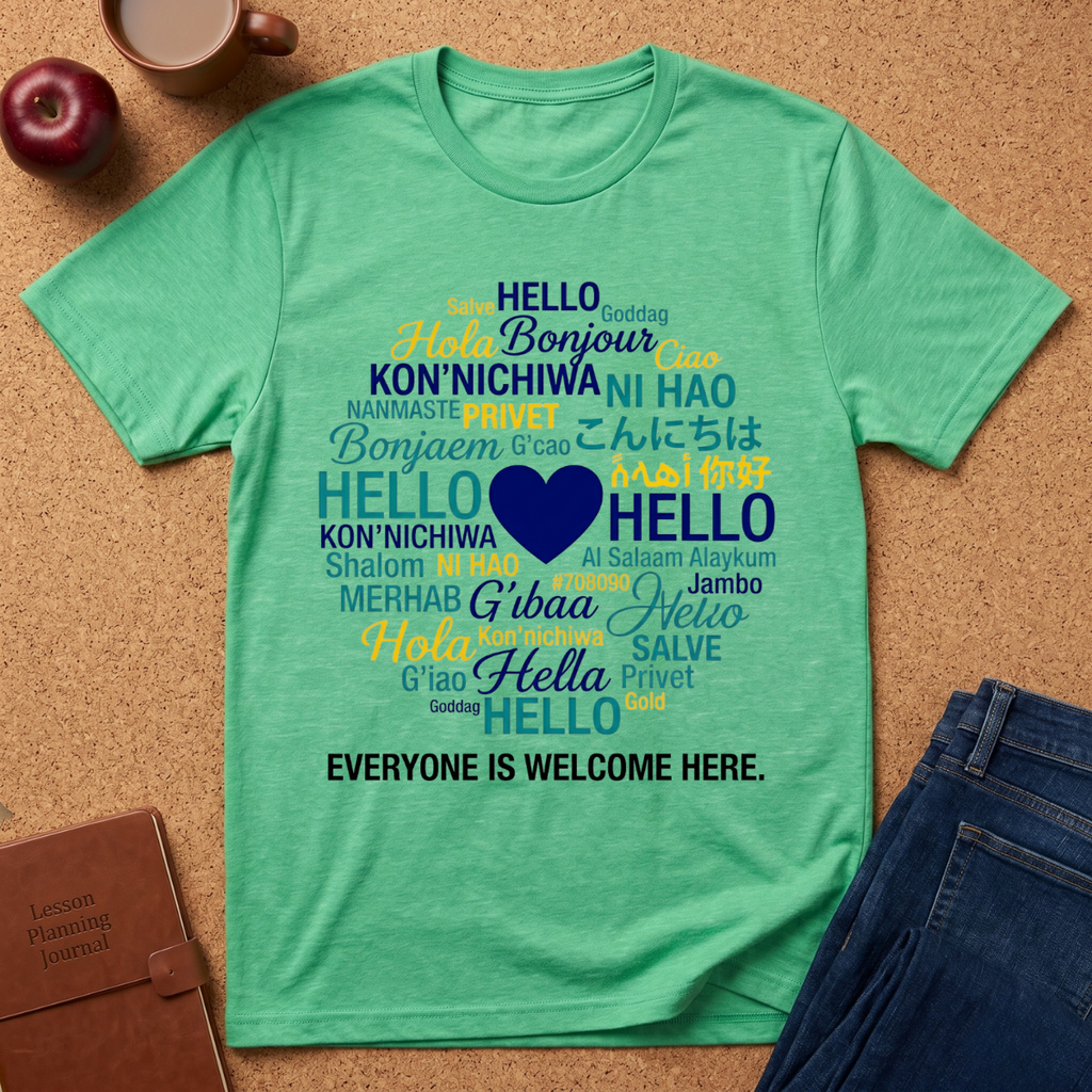 Hello in Many Languages T-Shirt — Multilingual Welcome Graphic Tee