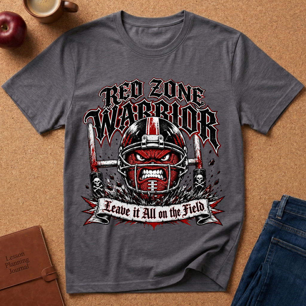 Red Zone Warrior Football T-Shirt — Football Helmet Graphic Tee