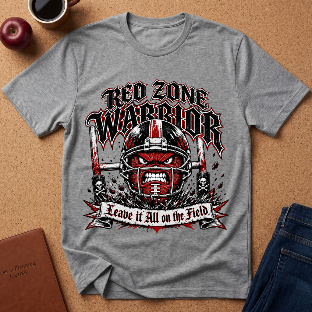 Red Zone Warrior Football T-Shirt — Football Helmet Graphic Tee