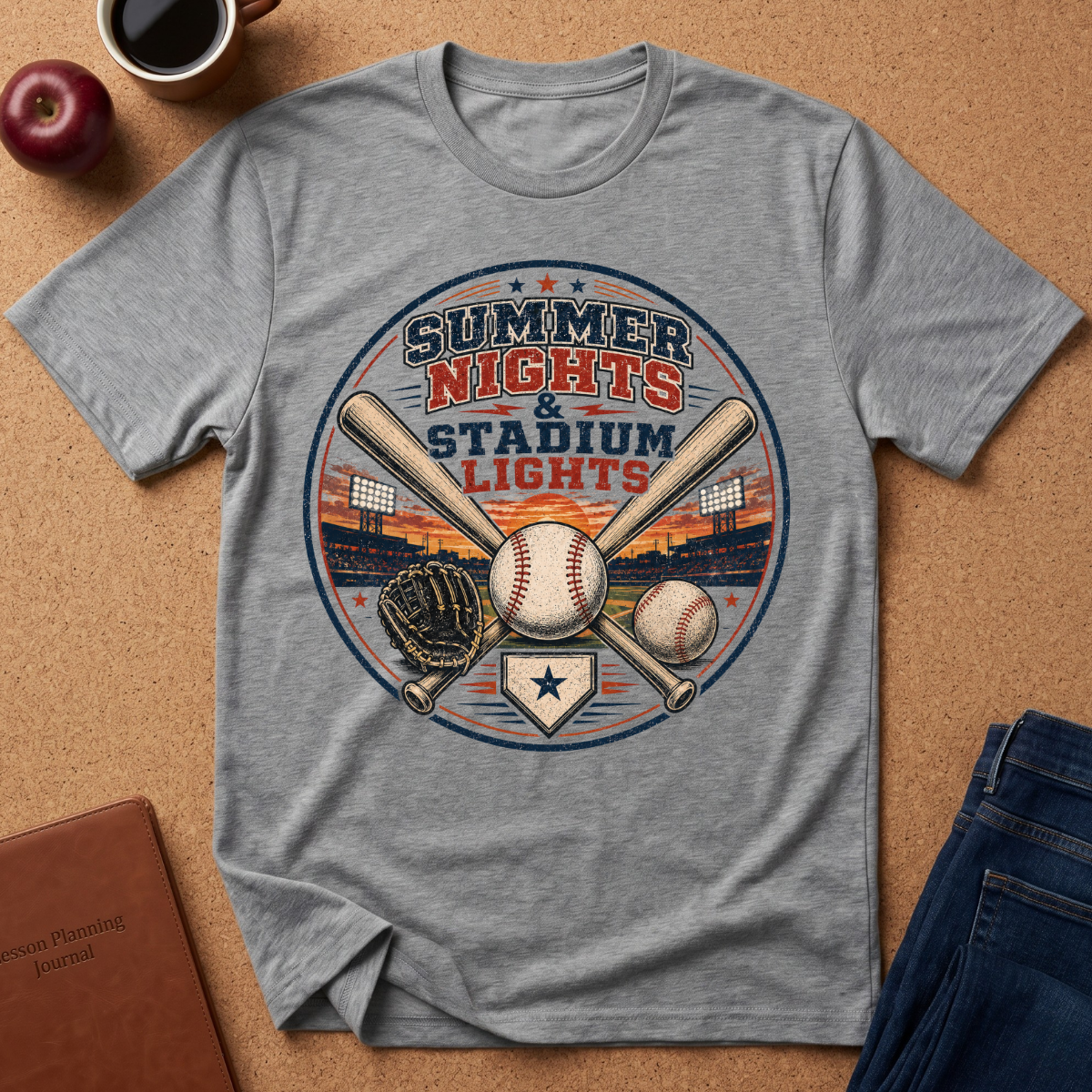 Summer Nights & Stadium Lights Baseball T-Shirt