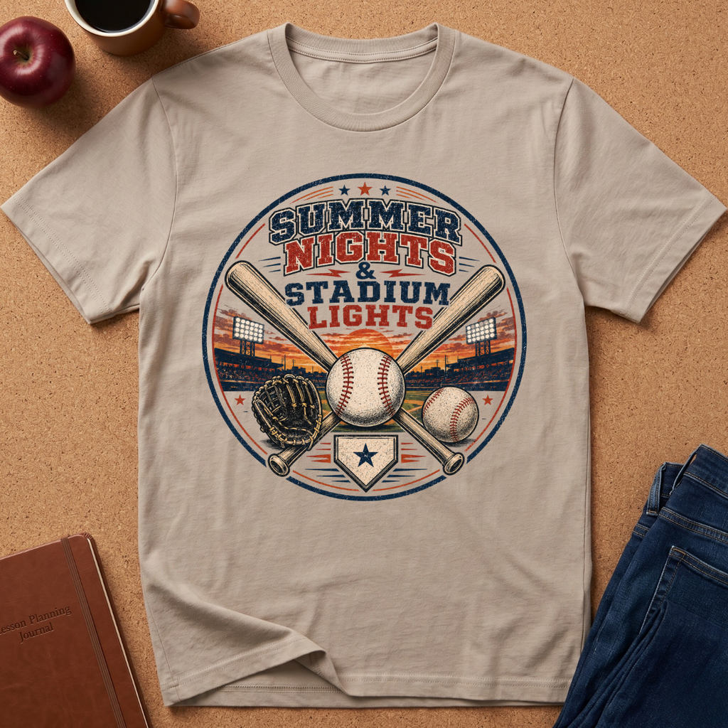 Summer Nights & Stadium Lights Baseball T-Shirt